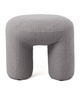 Pouf tendance l46cm tissu bouclette gris Armania