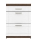 Commode 1 tiroir et 2 portes l70xh100cm chêne foncé et blanc Athens - 