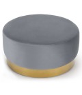 Pouf rond velours argenté pied doré Atlanta - 