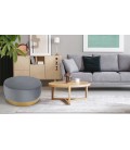 Pouf rond velours argenté pied doré Atlanta - 