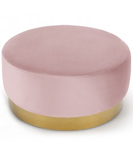 Pouf rond velours rose pied doré Atlanta