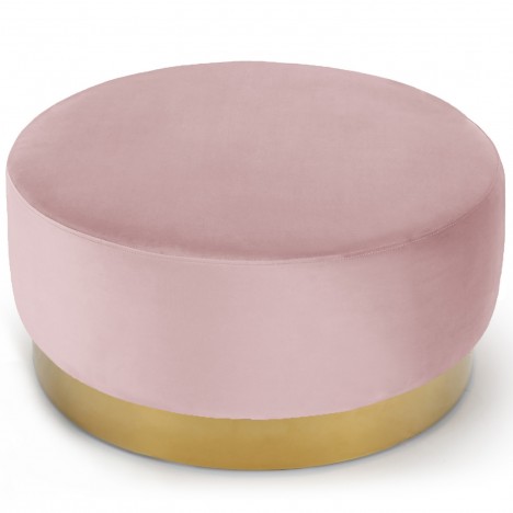 Pouf rond velours rose pied doré Atlanta - 