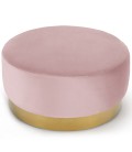 Pouf rond velours rose pied doré Atlanta - 