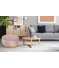 Pouf rond velours rose pied doré Atlanta - 