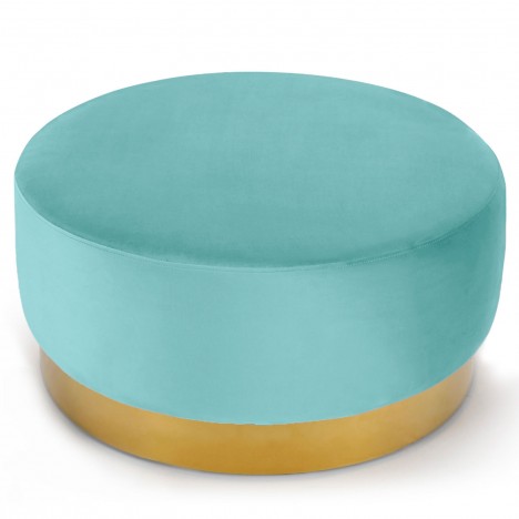 Pouf rond velours menthe pied doré Atlanta - 