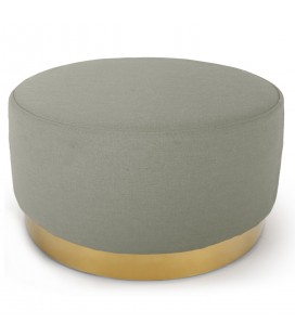 Pouf rond tissu beige pied doré Atlanta