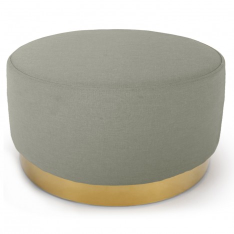 Pouf rond tissu beige pied doré Atlanta - 