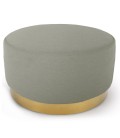 Pouf rond tissu beige pied doré Atlanta - 