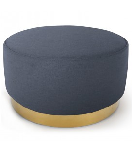 Pouf rond tissu gris foncé pied doré Atlanta