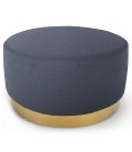 Pouf rond tissu gris foncé pied doré Atlanta - 