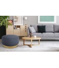 Pouf rond tissu gris foncé pied doré Atlanta - 