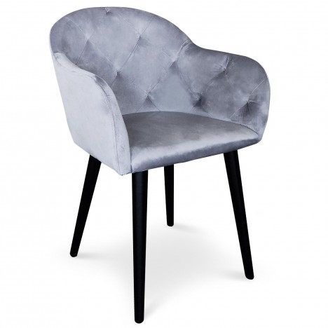 Chaise fauteuil velours argenté Auckland - 