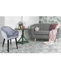 Chaise fauteuil velours argenté Auckland - 