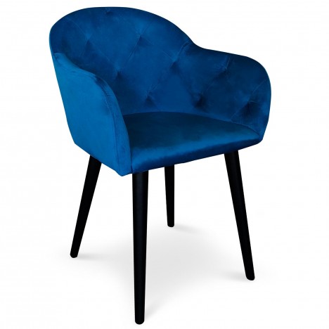 Chaise fauteuil velours bleu Auckland - 