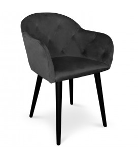 Chaise fauteuil velours noir Auckland