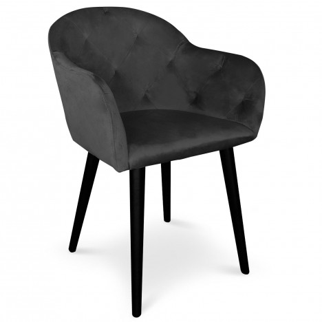 Chaise fauteuil velours noir Auckland - 