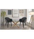 Chaise fauteuil velours noir Auckland - 