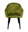 Chaise fauteuil velours kaki Auckland - 