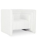 Fauteuil moderne style cubique tissu bouclette crème Aurora - 