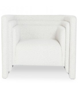 Fauteuil moderne style cubique tissu bouclette crème Aurora