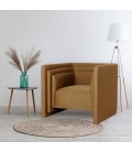 Fauteuil moderne style cubique tissu marron Aurora - 