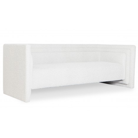 Canapé moderne 3 places style cubique tissu bouclette crème Aurora - 