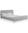 Lit scandinave avec tête de lit et sommier 160x200cm tissu gris Barranquilla - 