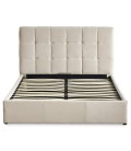 Lit double avec sommier relevable 140x190cm velours beige Berlin - 