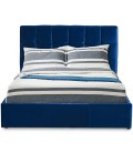 Lit double avec sommier relevable 140x190cm velours bleu Berlin - 