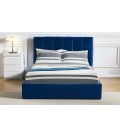 Lit double avec sommier relevable 140x190cm velours bleu Berlin - 