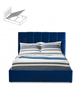 Lit coffre double 140x190cm velours bleu Berlin