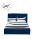 Lit double avec sommier relevable 140x190cm velours bleu Berlin - 