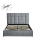 Lit double avec sommier relevable 180x200cm velours argenté Berlin - 