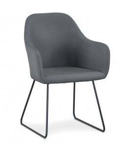 Chaise fauteuil métal noir et tissu gris Birmingham