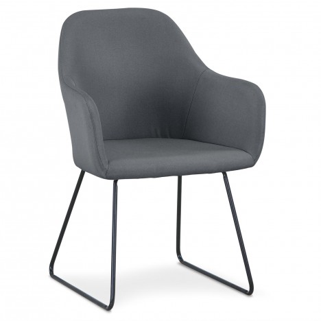 Chaise fauteuil métal noir et tissu gris Birmingham - 