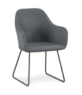 Chaise fauteuil métal noir et tissu gris Birmingham - 