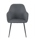 Chaise fauteuil métal noir et tissu gris Birmingham - 