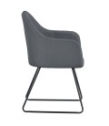 Chaise fauteuil métal noir et tissu gris Birmingham - 