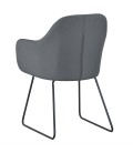 Chaise fauteuil métal noir et tissu gris Birmingham - 