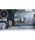 Chaise fauteuil métal noir et tissu gris Birmingham - 