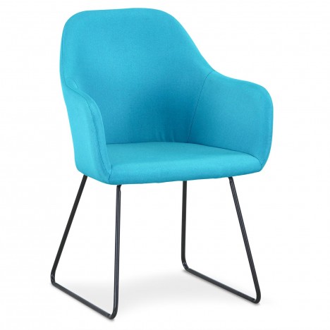 Chaise fauteuil métal noir et tissu bleu Birmingham - 