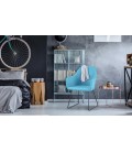 Chaise fauteuil métal noir et tissu bleu Birmingham - 