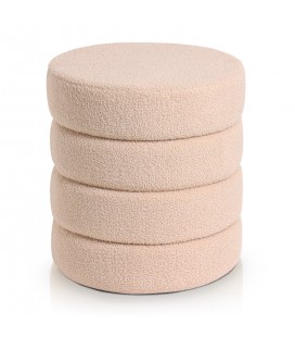 Pouf cylindrique tissu bouclette beige Braga