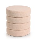 Pouf cylindrique tissu bouclette beige Braga - 