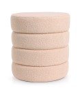 Pouf cylindrique tissu bouclette beige Braga - 