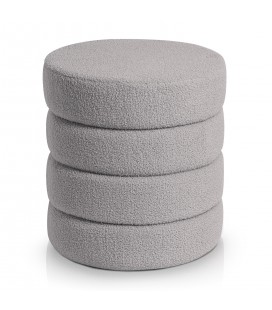 Pouf cylindrique tissu bouclette gris Braga