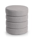 Pouf cylindrique tissu bouclette gris Braga - 