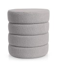 Pouf cylindrique tissu bouclette gris Braga - 