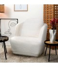 Fauteuil cosy tissu effet peau de mouton crème Bristol - 