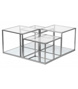 Table basse verre transparent et pieds argenté Brussels